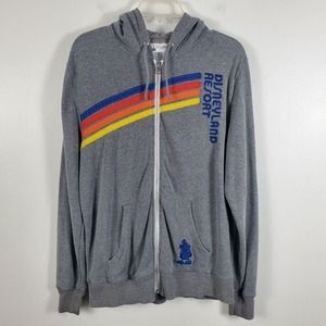 Disneyland Resort Disney Parks 55 Anniversary Zip Hoodie Gray Rainbow Striped
